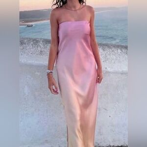 Zara Strapless Satin Midi Dress